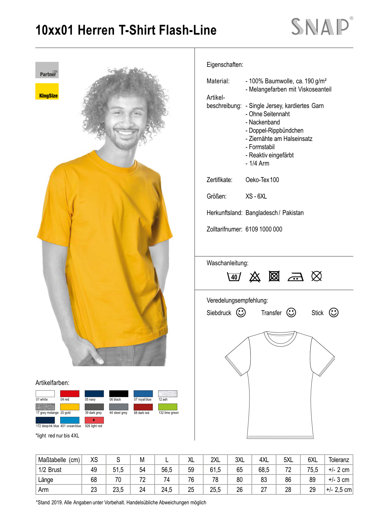 SNAP T-Shirt Flash-Line verschiedene Farben