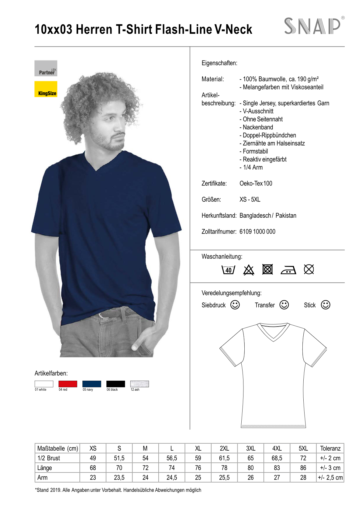 SNAP T-Shirt Flash Line V-Neck Unisex