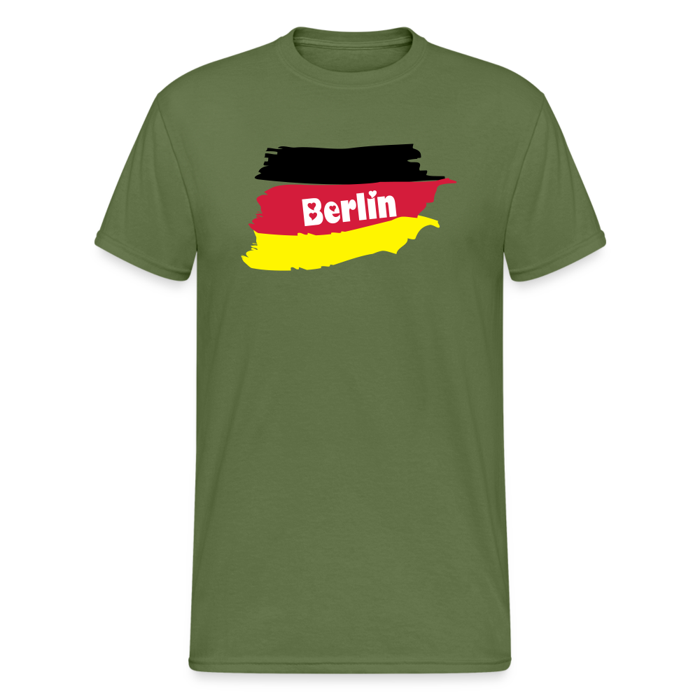 Tshirt Deutschland Berlin Flagge - Militärgrün