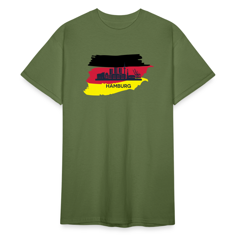 Tshirt Deutschland Hamburg Flagge - Militärgrün