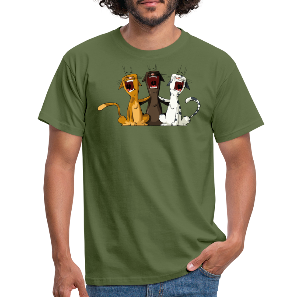 SSW1384 Tshirt Singen katzen - Militärgrün