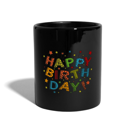 SSW1449 Kaffeetasse Happy birthday - Schwarz