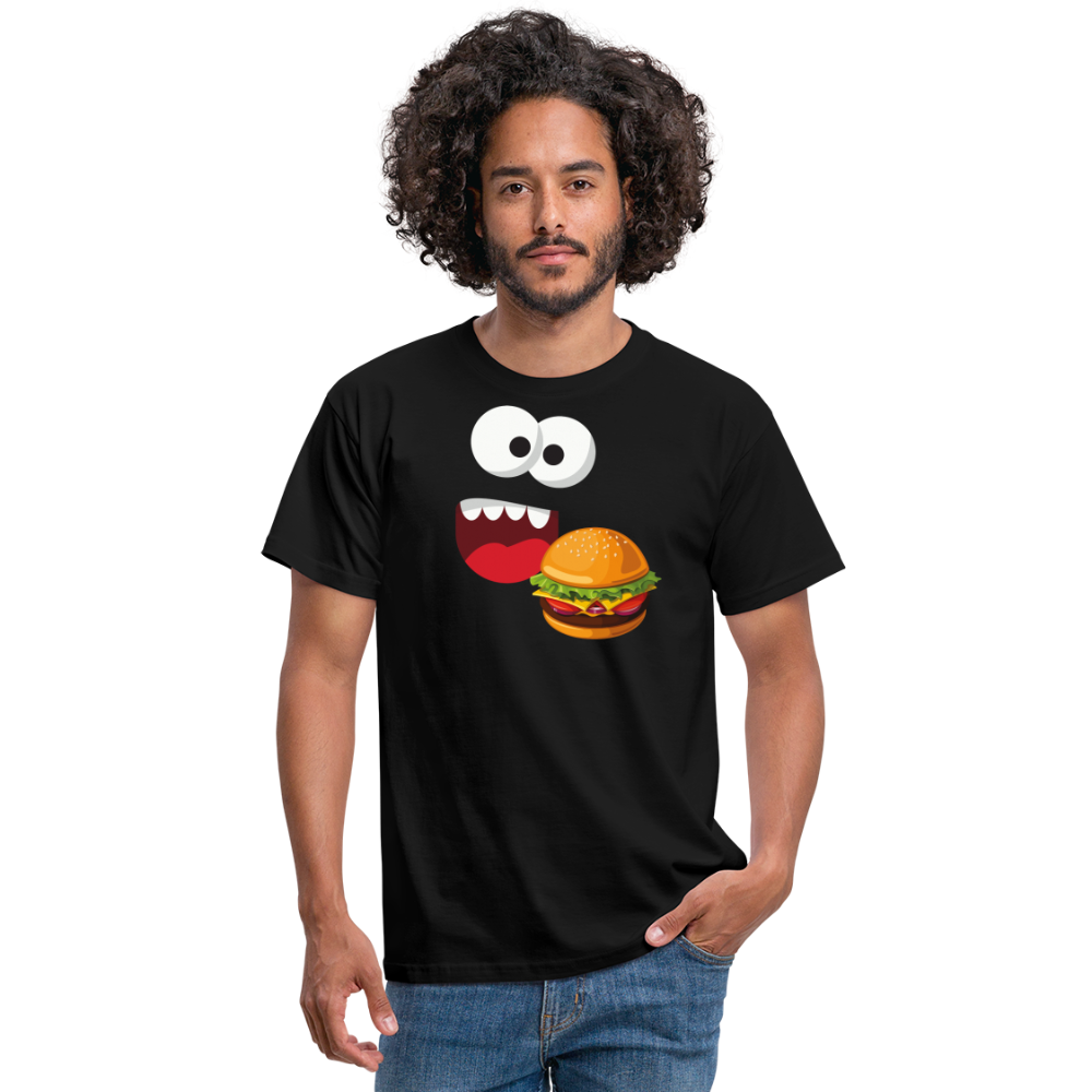 SSW1510 Tshirt Monster Gesicht Hamburger - Schwarz