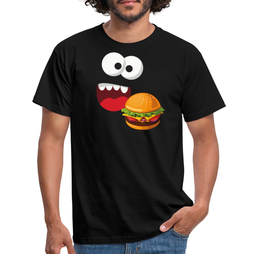 SSW1510 Tshirt Monster Gesicht Hamburger - Schwarz