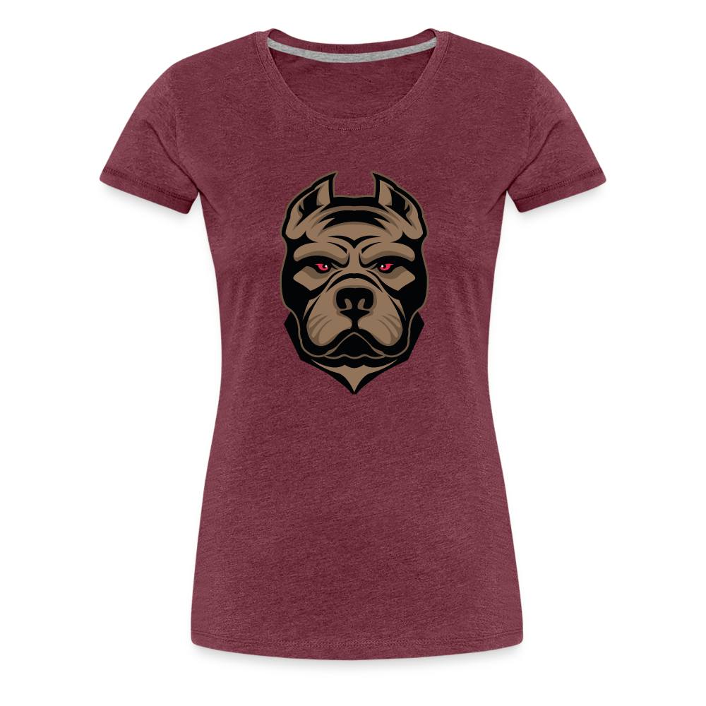 SSW1593 Frauen Tshirt Hund 1 - Bordeauxrot meliert