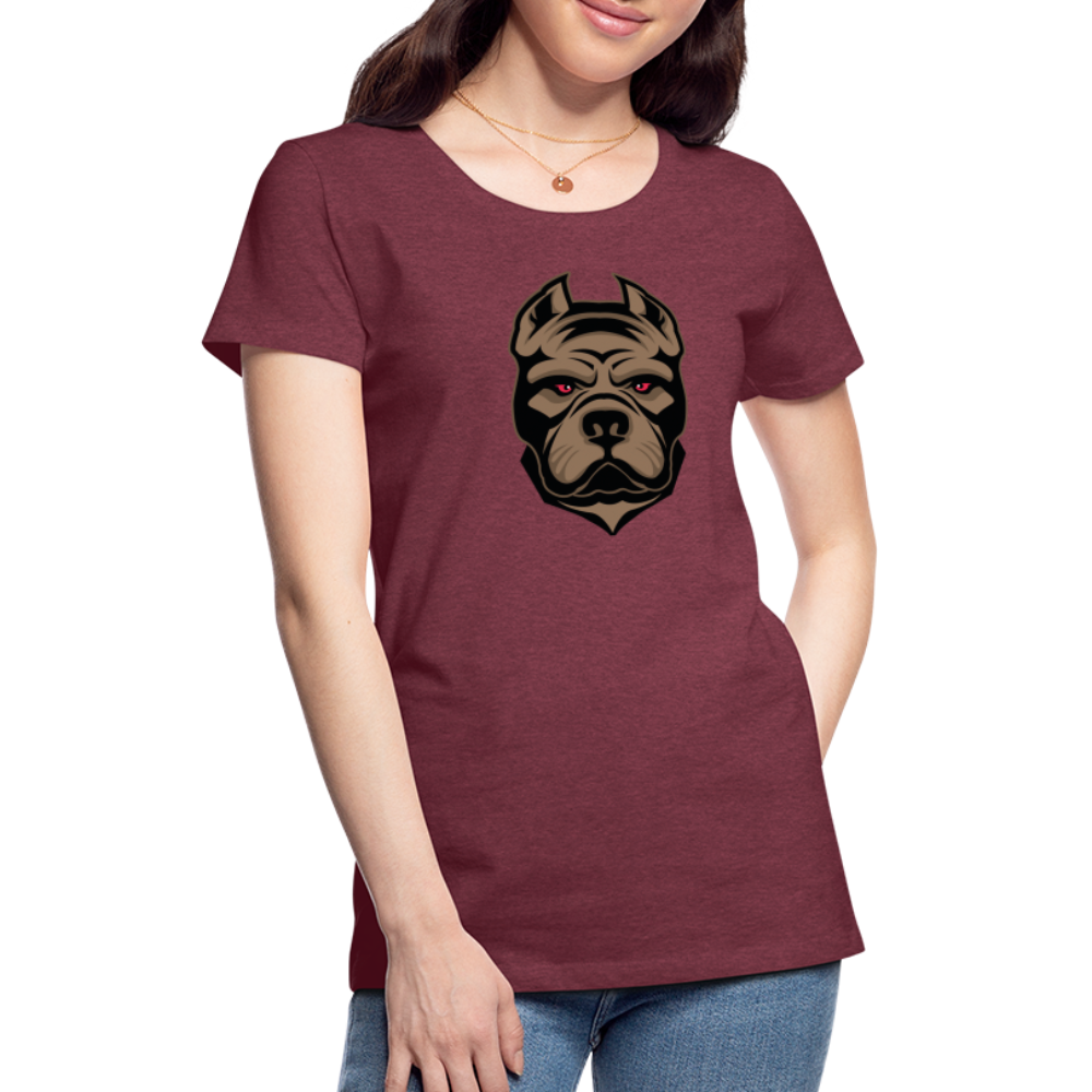 SSW1593 Frauen Tshirt Hund 1 - Bordeauxrot meliert