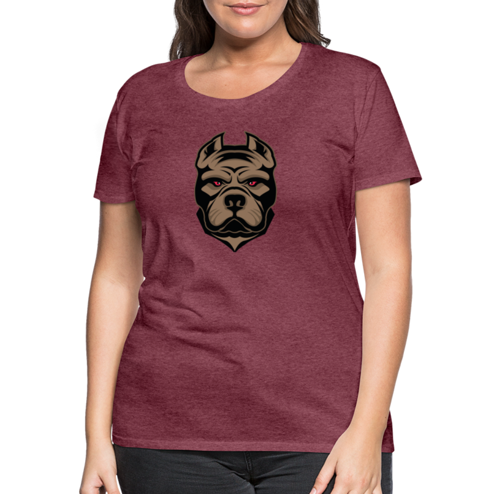 SSW1593 Frauen Tshirt Hund 1 - Bordeauxrot meliert