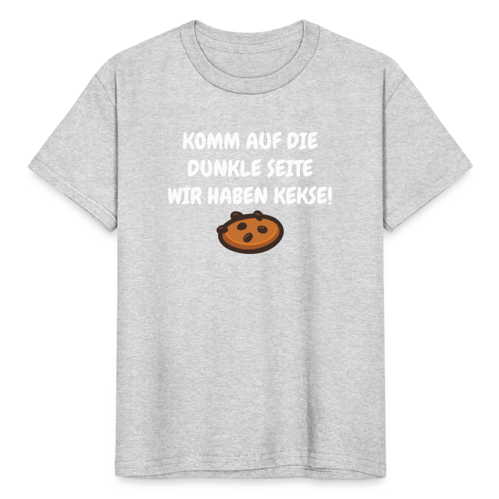 SSW1595 Kinder Tshirt KOMM AUF DIE DUNKLE SEITE WIR HABEN KEKSE! - Grau meliert