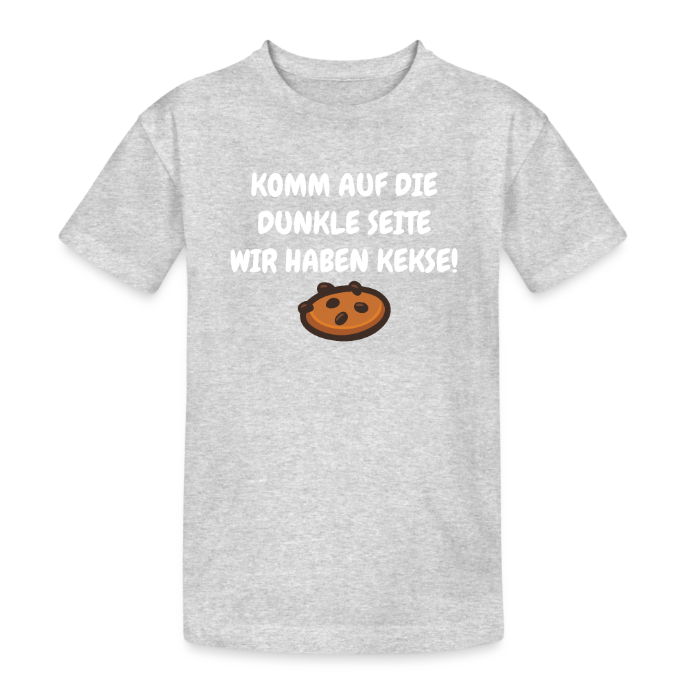 SSW1595 Kinder Tshirt KOMM AUF DIE DUNKLE SEITE WIR HABEN KEKSE! - Grau meliert