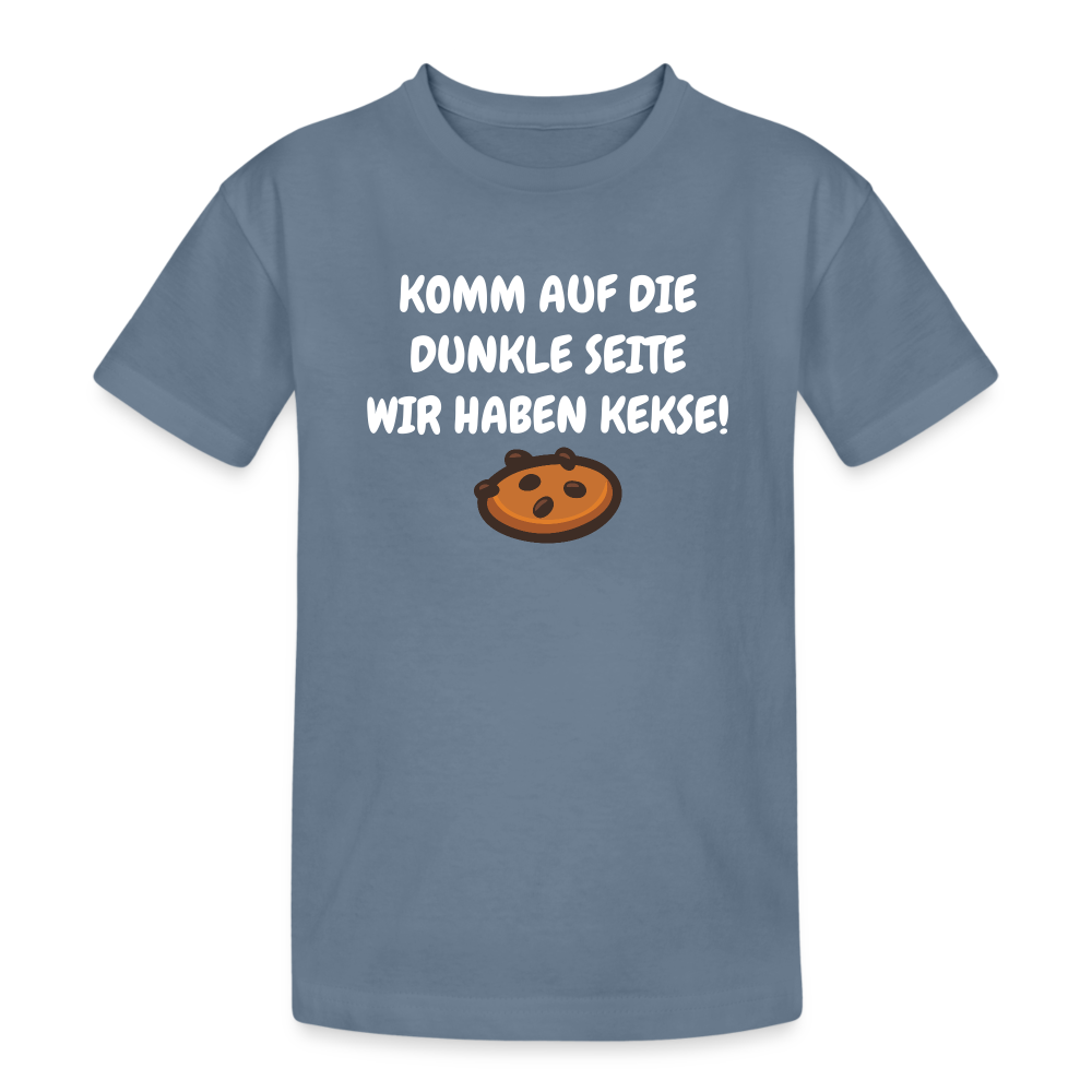 SSW1595 Kinder Tshirt KOMM AUF DIE DUNKLE SEITE WIR HABEN KEKSE! - Blaugrau