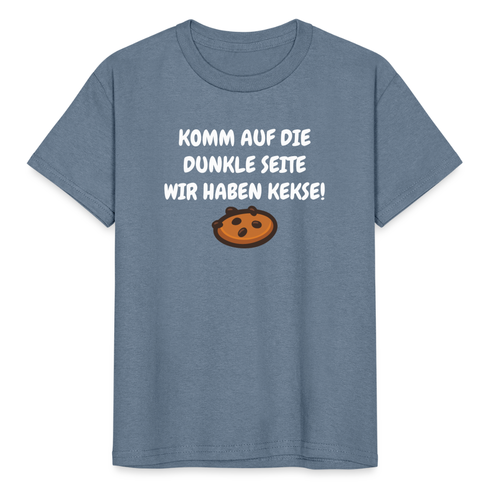 SSW1595 Kinder Tshirt KOMM AUF DIE DUNKLE SEITE WIR HABEN KEKSE! - Blaugrau