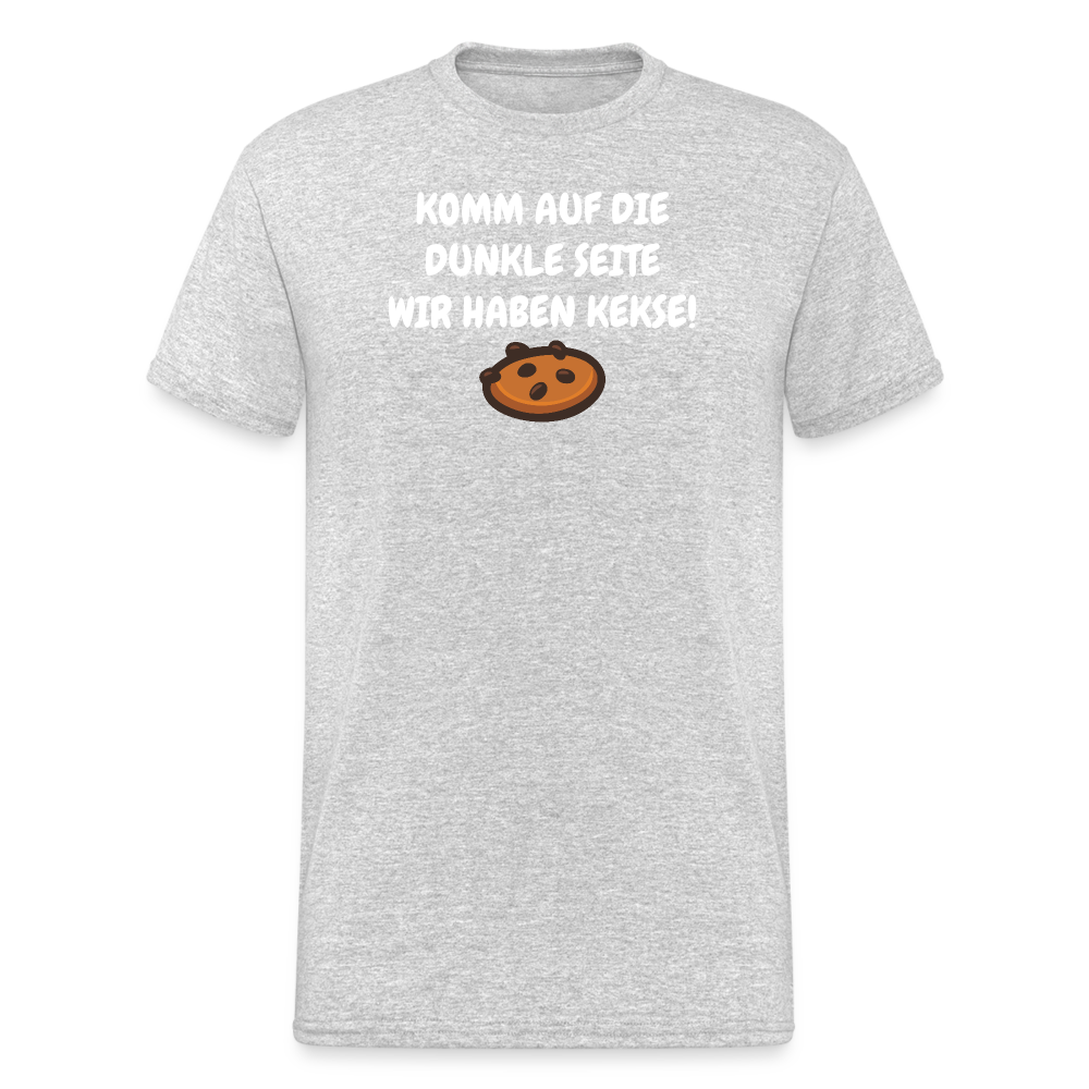 SSW1596 Männer Tshirt KOMM AUF DIE DUNKLE SEITE WIR HABEN KEKSE! - Grau meliert