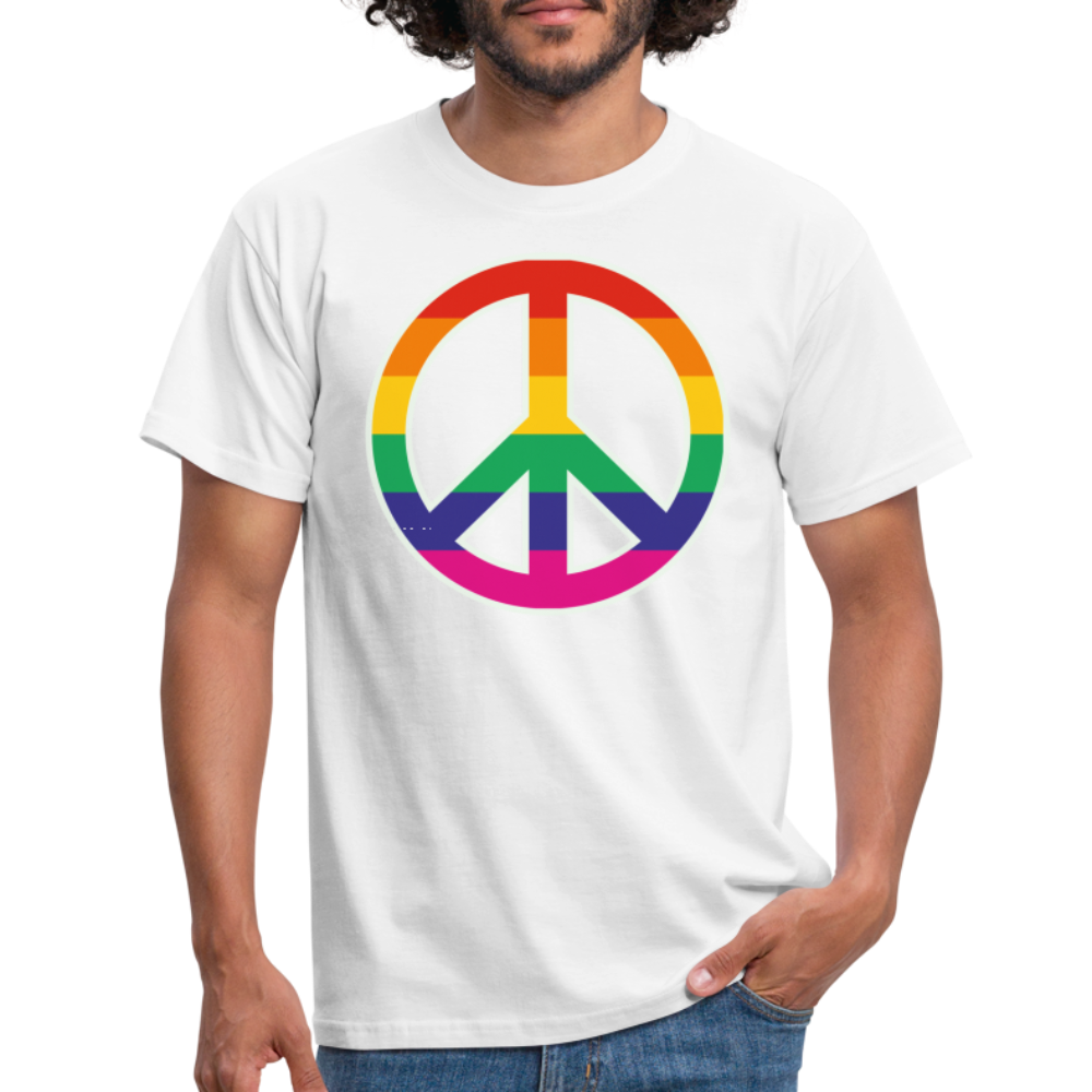 SSW1610 Tshirt Regenbogen-Friedenszeichen - weiß