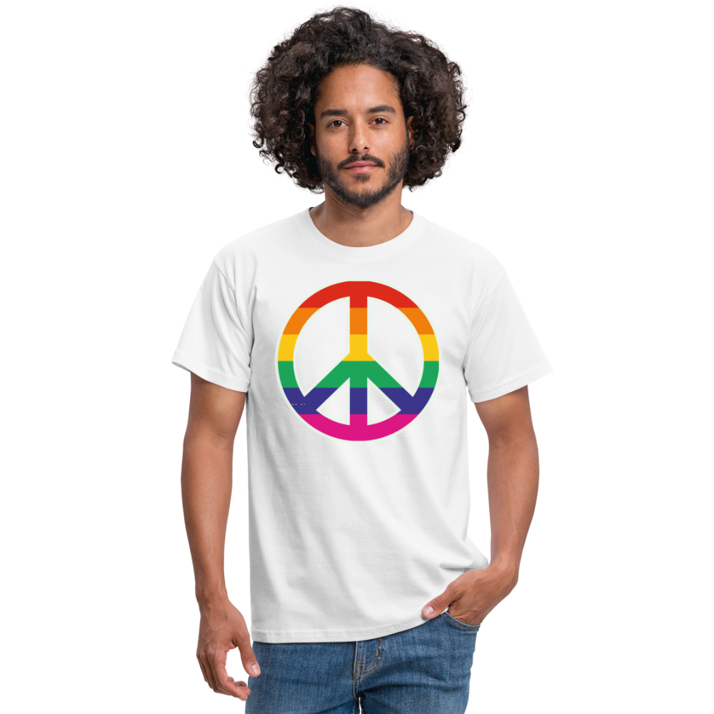 SSW1610 Tshirt Regenbogen-Friedenszeichen - weiß