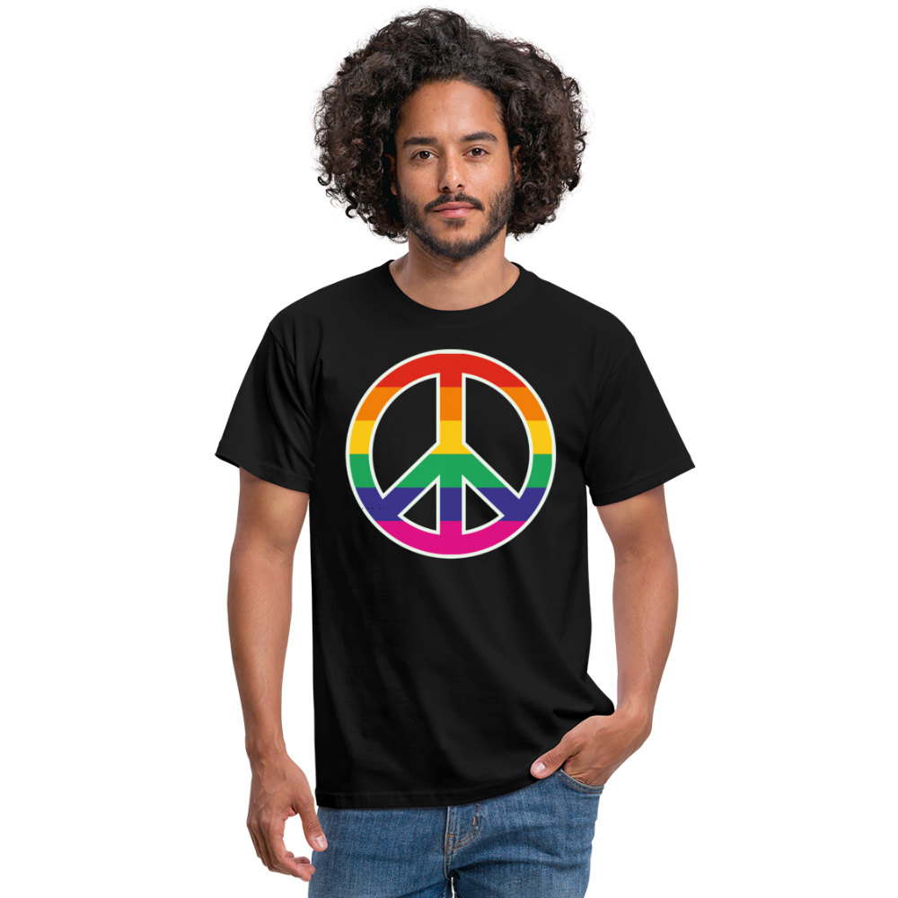 SSW1610 Tshirt Regenbogen-Friedenszeichen - Schwarz