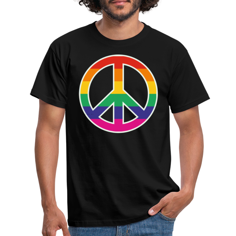 SSW1610 Tshirt Regenbogen-Friedenszeichen - Schwarz