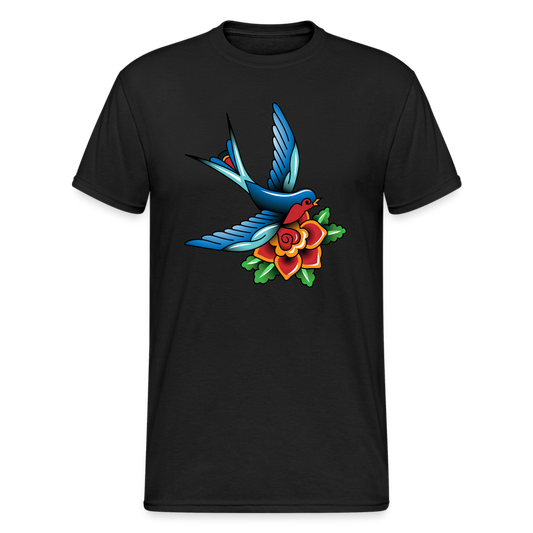 SSW1649 Tshirt Schwalbe Blumen - Schwarz