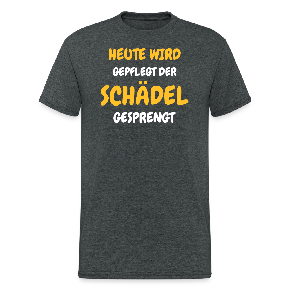 SSW1791 Tshirt HEUTE WIRD DER SCHÄDEL GESPRENGT - Dunkelgrau meliert