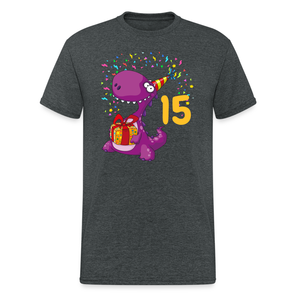 SSW2051 Tshirt Birthday dino 15 - Dunkelgrau meliert