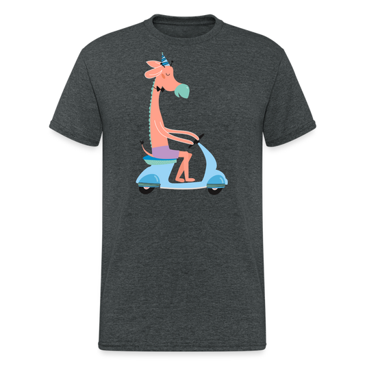 SSW2066 Tshirt Giraffe auf einem Roller - Dunkelgrau meliert