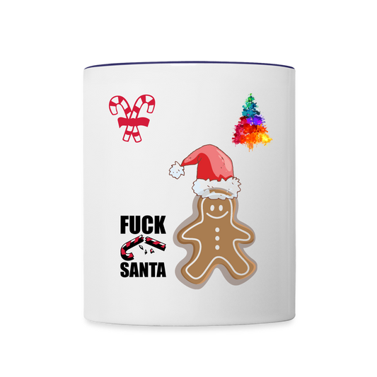 Tasse zweifarbig Fuck Santa - Weiß/Kobaltblau