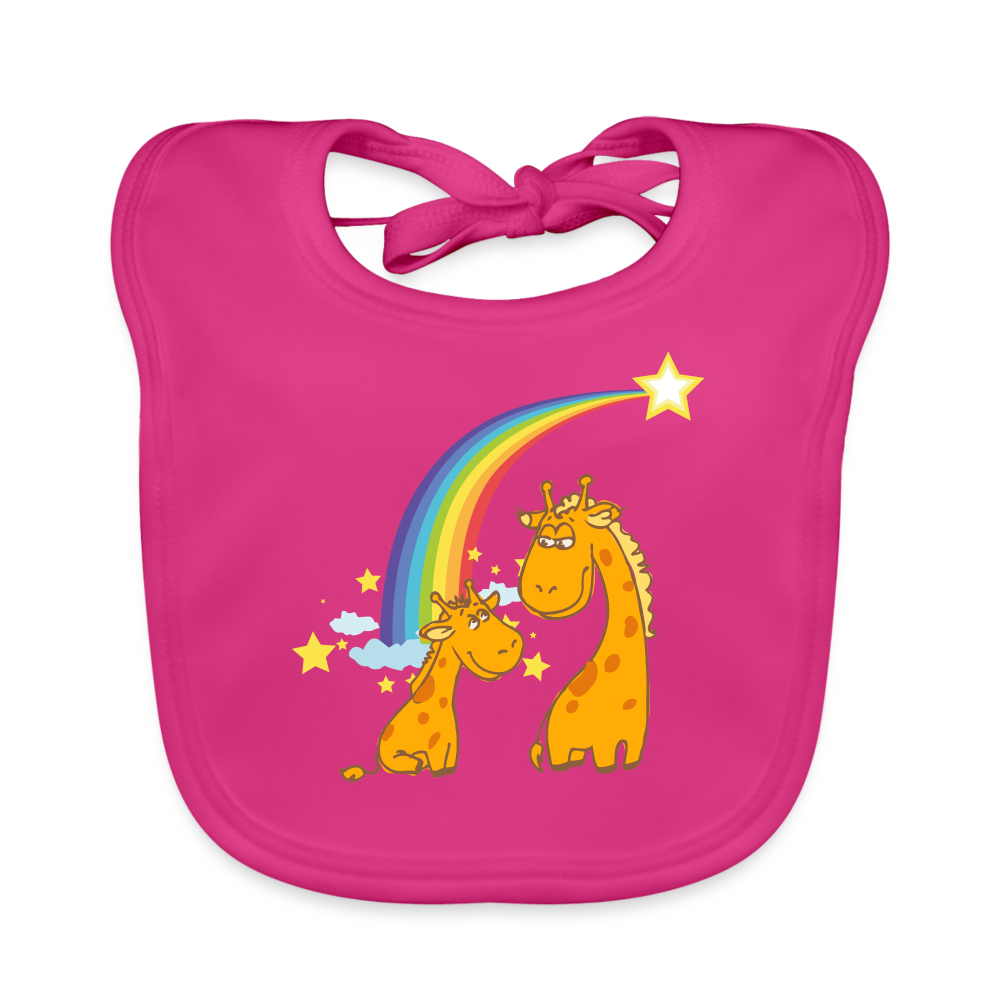 Baby Bio-Lätzchen Regenbogen Giraffe - Fuchsia